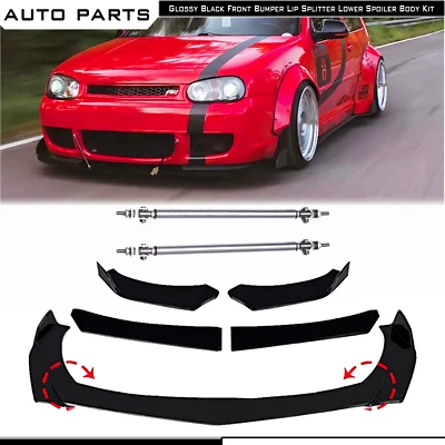 For Volkswagen Golf MK4 Front Bumper Spoiler Lip Splitter Body Kits Gloss Black Foto 1 de 4