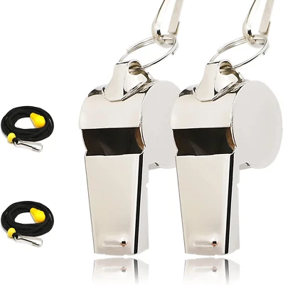 Whistle for Coaches, Metal Whistles for Adults with Lanyard, Loud Sport Whistle - Image 1 of 4