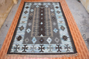 Traditional Afghan Wool Kilim Rug  Living Room Southwestern 5x8 cm Hand Woven