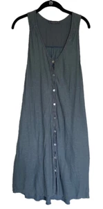 CUT LOOSE Linen Dress Button Front Sleeveless Lagenlook Relaxed w Pockets Grey M - Imagen 1 de 4