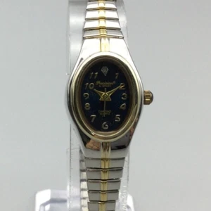 Reloj Precision Gruen Diamante Mujer 19mm Plata Oro Dos Tonos Ovalado Batería Nueva - Imagen 1 de 15
