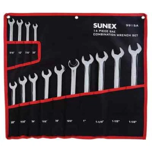 Sunex 9915A 14pc Fractional SAE Full Polish V-Groove Combination Wrench Set - Picture 1 of 1