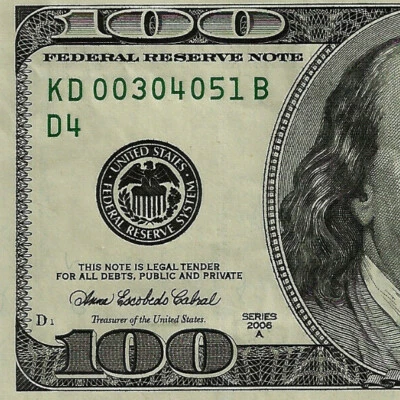 2006-A $100 FRN (( March 4, 1951 )) Birthday / Anniversary # KD00304051B - Image 1 of 3