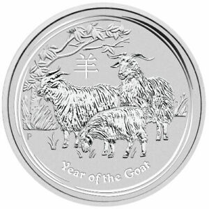 2015 Australian Lunar Series II Year Of The Goat 5 oz 9999 Silver BU Coin Rare