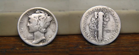 1921-P MERCURY WINGED LIBERTY SILVER DIME 1921P US COIN Cover