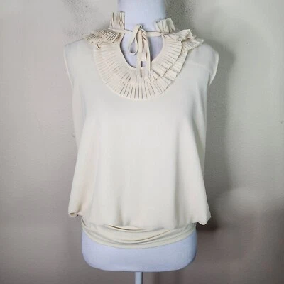 Kathleen Kirkwood Women's Top, Undercover Agent Ruffled Cream Chiffon Size Small - Image 1 of 4
