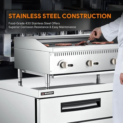 Parrilla de asador radiante de encimera de gas comercial de 36" 105000 BTU NG LPG Foto 1 de 4
