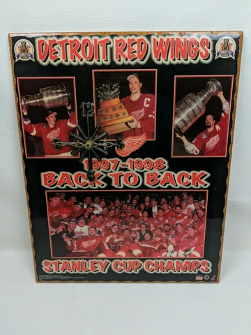 Vintage 1998 Starline Detroit Red Wings NHL Stanley Cup Champs Clock / Picture Cover