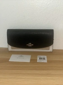 NWT COACH F56492 SLIM ENVELOPE WALLET CROSSGRAIN LEATHER Chalk Fog Multi - Picture 1 of 6