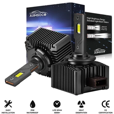 D1S D1R LED Headlight Bulbs 100W 6000K Super White HID Xenon Conversion Kit 2PCS - Image 1 of 4