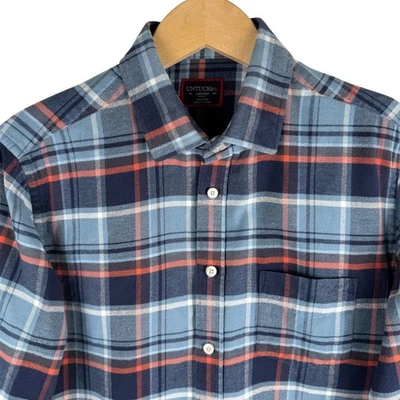 UNTUCKit Slim Fit Blue Flannel Plaid Long Sleeve Button Down Shirt Mens M Walsh - Image 1 of 4