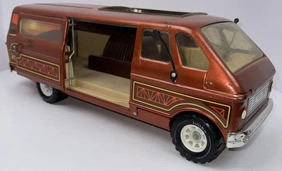 De colección Mighty TONKA 1970 Dodge Custom Van COBRE NARANJA Acero Tirador y Puerta Corredera Foto 1 de 4