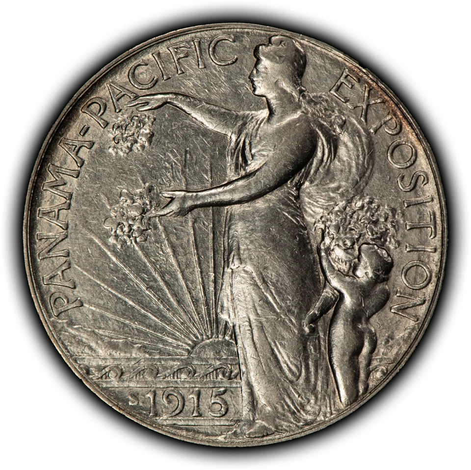 1915-S 50c Pan-Pac Panama Expo Commemorative Silver Half Dollar - Luster - B5240 - Image 1 of 4
