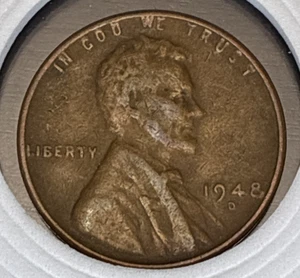 1948 d Copper Lincoln Wheat Ear One Cent Mint Error Circulated  - Picture 1 of 20