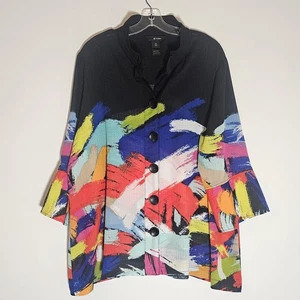 Ali Miles Top Damen 2X Mehrfarbig Abstrakt Lagenlook Kunstvoll Große Knöpfe Bunt - Bild 1 von 17