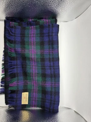 Scotland 100% Pure New Wool Ingles Buchan Emerald Green Purple Pink Tartan Scarf - Image 1 of 4