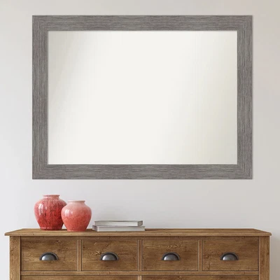 Non-Beveled Wall Mirror - Pinstripe Plank Grey Frame Pinstripe Plank Grey 43 x 3 - Image 1 of 4