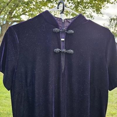 VTG Robbie Bee Dress Womens Velvet Cap Fitted Maxi Orient Purple- Size 10 - Image 1 of 4