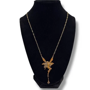 Vintage Pididdly Links Brass Fairy Charm Necklace - Picture 1 of 7