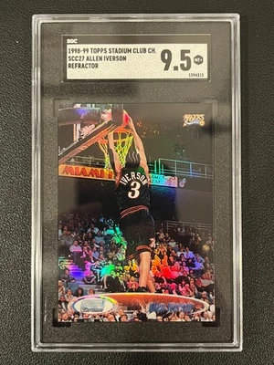 Allen Iverson 1998-99 Topps Stadium Club Chrome Refractor SGC 9.5 76ers SCC27 - Image 1 of 2
