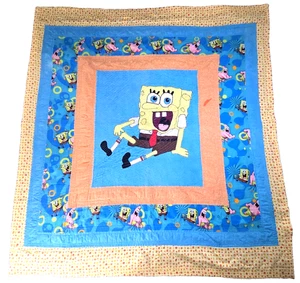 Handgefertigte Spongebob Quilt Decke 48" x 48" Oma Quilt Patchwork Überwurf - Bild 1 von 4