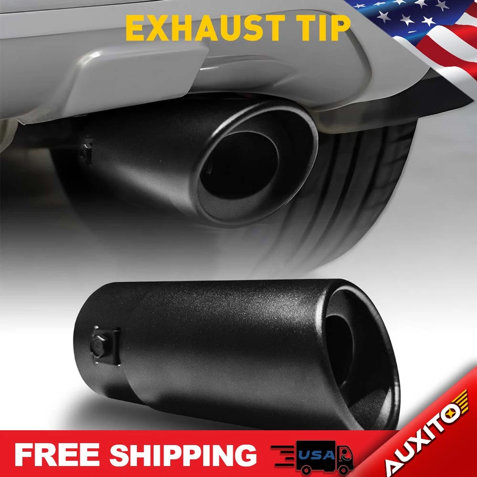 Silenciador de escape trasero recto de acero inoxidable negro de 2,5" con punta de cola de tubo único azul Foto 1 de 4