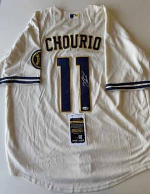 Jackson Chourio Milwaukee Brewers Autographed Jersey Star JSA COA - Image 1 of 3
