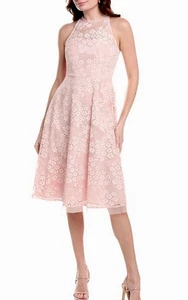 NWOT VINCE CAMUTO Lace Halter Midi Dress Size 6 Blush Pink - Picture 1 of 12