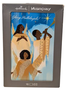 Hallmark Mahogany Christmas Cards African American Glitter Black Angels - Picture 1 of 10