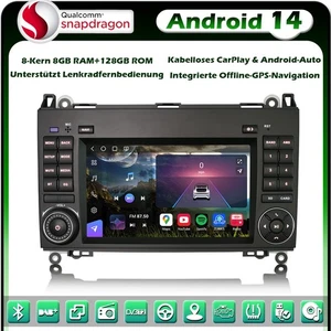 8+128GB Android 14 Autoradio Mercedes A/B Klasse W245 W169 Sprinter Vito Crafter - Bild 1 von 20