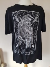 MORTUS VIVENTI Crow Bird Gothic Tarot Card BLACK Short Sleeve T-Shirt XL 46"