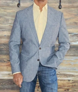 NUEVO CON ETIQUETAS J. Chaqueta Blazer Crew Ludlow 100% Algodón Azul/Gris Doble Ventilación 40R - Imagen 1 de 7