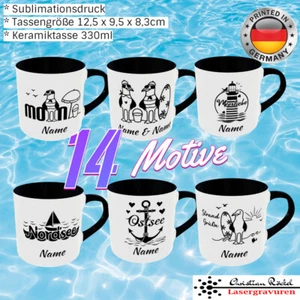 Maritime Kaffeetasse für Zuhause Büro oder verschenken Nordsee Moin Teetasse - Bild 1 von 52