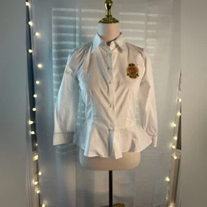 Vintage Lauren Ralph Lauren peplo bianco manica 3/4 abbottonata - Foto 1 di 8