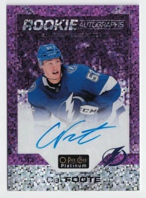 2020-21 O-Pee-Chee OPC Platinum Violet Pixels Rookie Autograph Cal Foote - Image 1 of 2