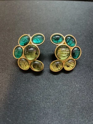 Pendientes cristal esmaltado M.N flor verde Foto 1 de 3