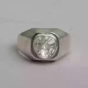 Natural Rose Cut Polki Diamond Ring 925 Sterling Silver Ring Polki Jewelry Ring - Picture 1 of 4