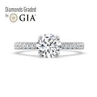 Round Solitaire 18K White Gold Engagement Ring, 1 ct, Natural GIA Certified