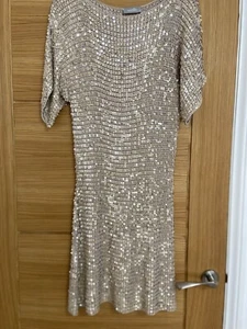 Wallis Pale Gold Sequin Party Christmas Dress - Picture 1 of 7