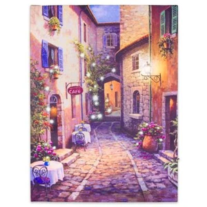 Wandbild mit LED Kunstdruck mit Beleuchtung Altstadt 30x40cm Batterie Timer - Bild 1 von 7