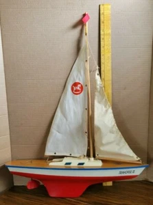 Vintage POND TOY WOOD SEAHORSE lll Sailboat SEIFERT-BOOT SCHUTZMARKE GERMANY - Picture 1 of 11