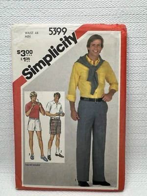 Simplicity 5399 Mens Pants Short Pattern Waist 44 *Uncut - Image 1 of 3