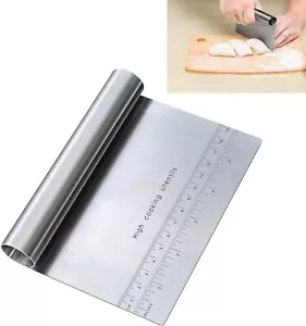 Dough Pastry Pizza Scraper/Cutter/Chopper Stainless Steel with Measuring Scale - Picture 1 of 12