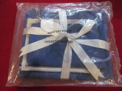 AVON ANEW DAY FORCE COSMETIC BAG TRIO BLUE/SILVER 1998 NEW/SEALED - Image 1 of 2