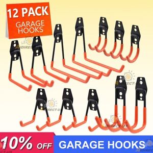 12 Pack Steel Garage Storage Hooks Wall Mount Tool Hangers for Garden Tools