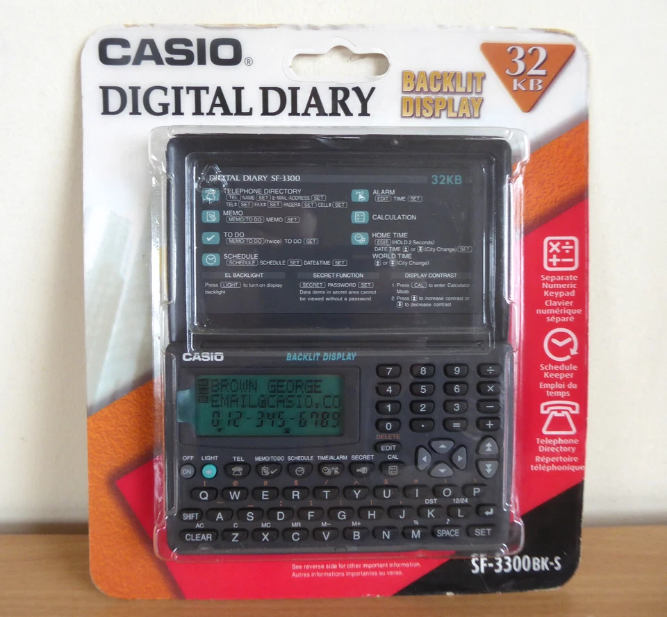 Casio Digital Diary SF-3300BK-S Vintage Sealed New - Image 1 of 4