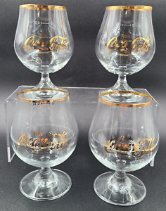 Coca Cola German Trink Gold Rim Bar Glasses Vintage .31 Koffeinhaltige Set of 4