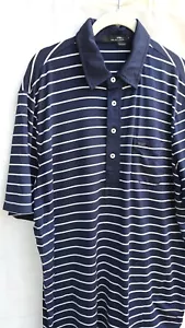 RLX Polo Ralph Lauren marineblau gestreift kurzärmliges Shirt Logo Größe Large - Bild 1 von 11
