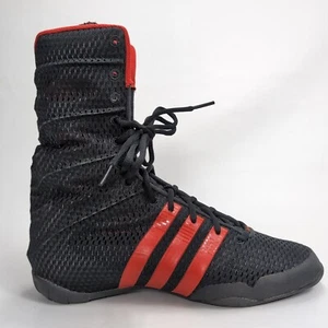 RARE/ORIGINAL Adidas AdiPower Boxing Boots Size US8 UK7.5 Limited Edition Black  - Foto 1 di 16