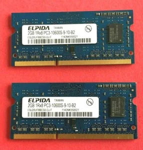 🔥ELPIDA 4GB (2X 2GB) 1Rx8 PC3-10600S LAPTOP RAM MEMORY EBJ20UF8BCS0-DJ-F - Picture 1 of 2